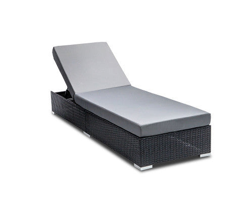 VERENA OUTDOOR SUN LOUNGE WITH CUSHION - BLACK