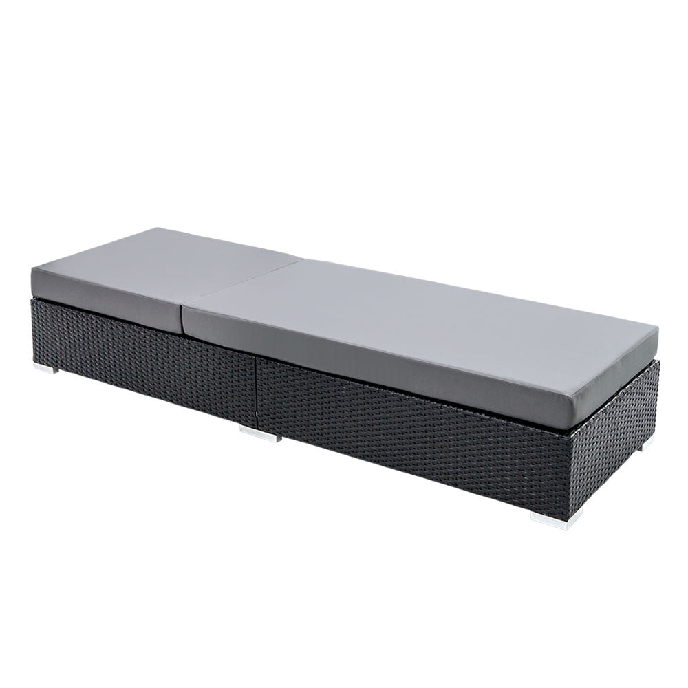 EDDIE OUTDOOR SUN LOUNGE WITH CUSHION - BLACK