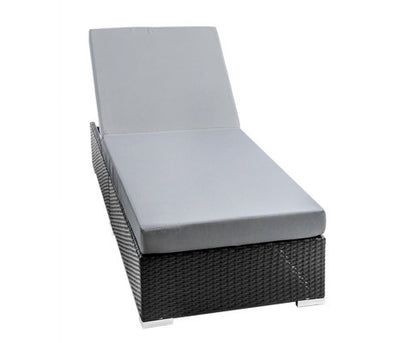 VERENA (SET OF 2) OUTDOOR SUN LOUNGE WITH CUSHION - BLACK