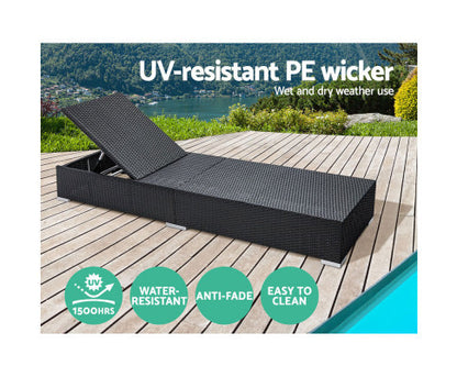 VERENA (SET OF 2) OUTDOOR SUN LOUNGE WITH CUSHION - BLACK