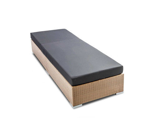 VERENA OUTDOOR SUN LOUNGE WITH CUSHION - NATURAL BROWN