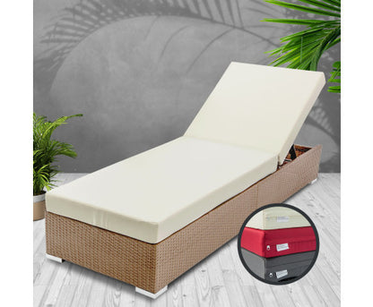VERENA OUTDOOR SUN LOUNGE WITH CUSHION - NATURAL BROWN