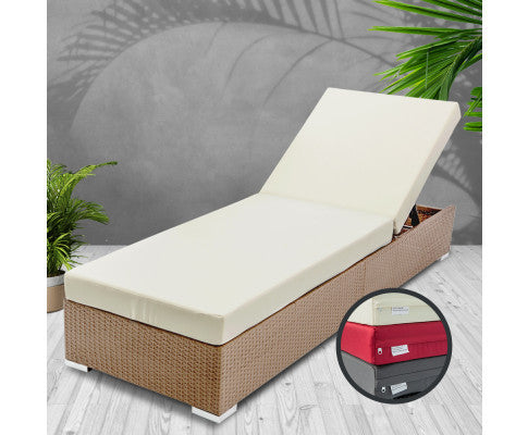 VERENA OUTDOOR SUN LOUNGE WITH CUSHION - NATURAL BROWN