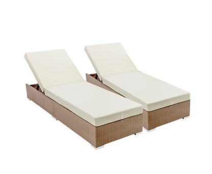 VERENA (SET OF 2) OUTDOOR SUN LOUNGE WITH CUSHION - BROWN