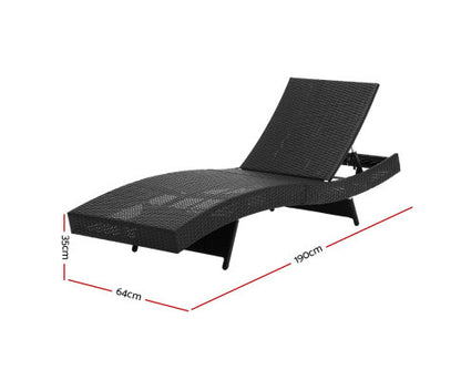 REEZMAR OUTDOOR WICKER SUN LOUNGE - BLACK