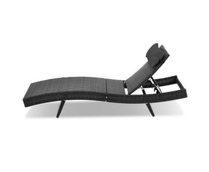 REEZMAR OUTDOOR WICKER SUN LOUNGE - BLACK