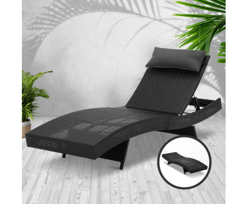 Reezmar Outdoor Wicker Sun Lounge - Black