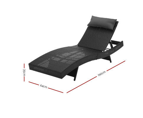 REEZMAR (SET OF 2) OUTDOOR WICKER SUN LOUNGE - BLACK