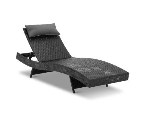 REEZMAR (SET OF 2) OUTDOOR WICKER SUN LOUNGE - BLACK