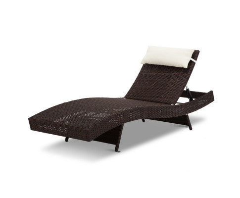 REEZMAR OUTDOOR WICKER SUN LOUNGE - BROWN