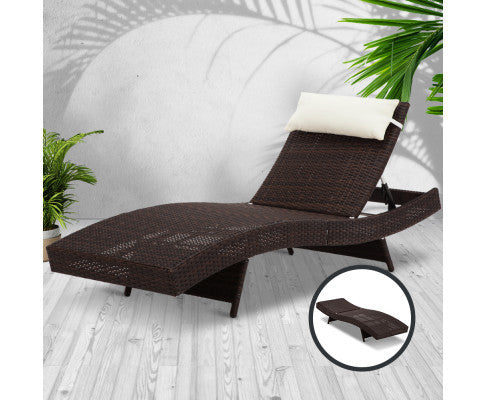 Reezmar Outdoor Wicker Sun Lounge - Brown