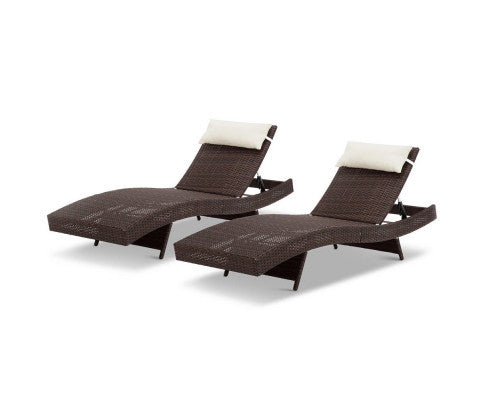 REEZMAR (SET OF 2) OUTDOOR WICKER SUN LOUNGE - BROWN