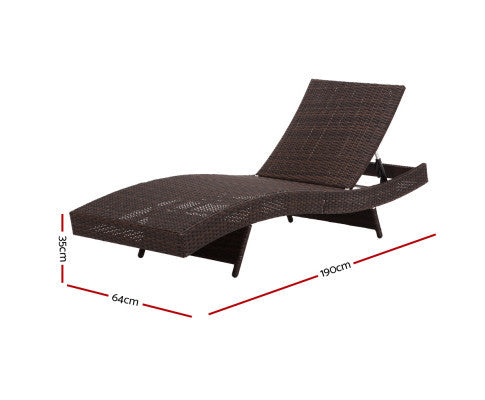 REEZMAR (SET OF 2) OUTDOOR WICKER SUN LOUNGE - BROWN