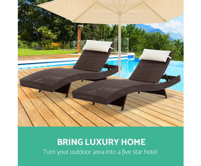 REEZMAR (SET OF 2) OUTDOOR WICKER SUN LOUNGE - BROWN