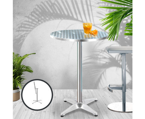 LEVI INDOOR/ OUTDOOR ADJUSTABLE ROUND BAR TABLE - SILVER
