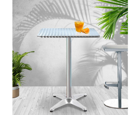 Levi Indoor/ Outdoor Adjustable Square Bar Table - Silver