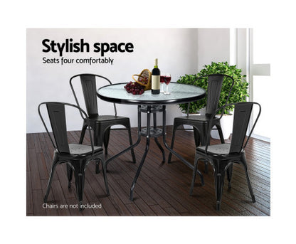 AYLIN INDOOR/ OUTDOOR ROUND GLASS BAR TABLE - AS PICTURED