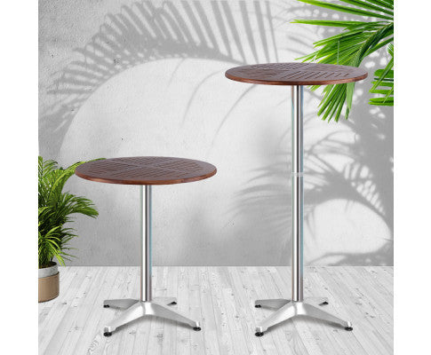 LEVI INDOOR/ OUTDOOR ADJUSTABLE ROUND BAR TABLE - WOODEN