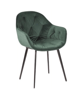Flora Velvet Fabric Dining Chair - Green