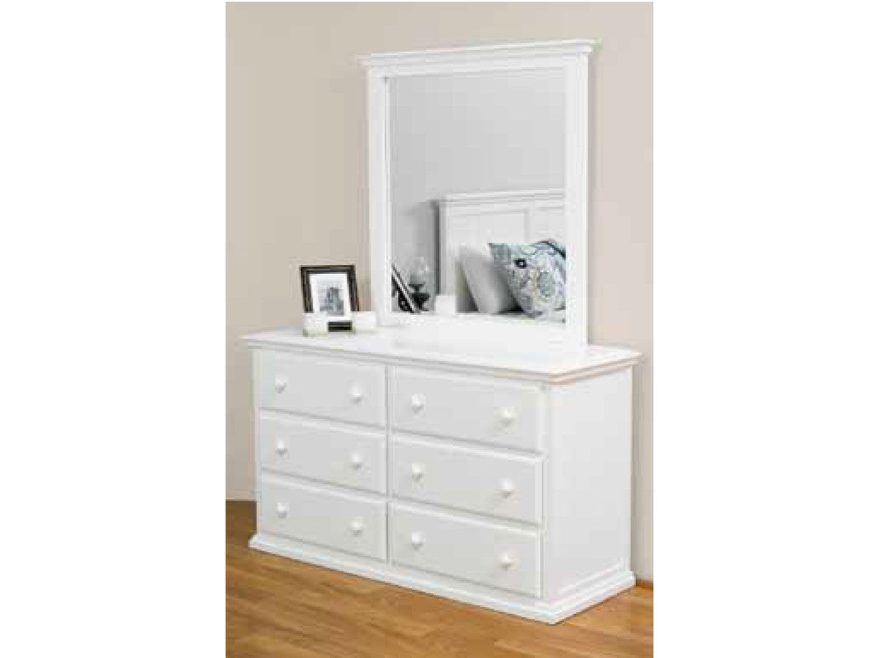 Anniston 6 Drawer Dressing Table With Mirror - 1350(W) - Arctic White