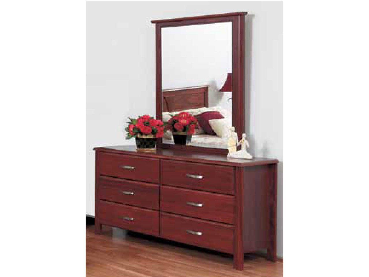 Bison 6 Drawer Dresser With Mirror - Jarrah