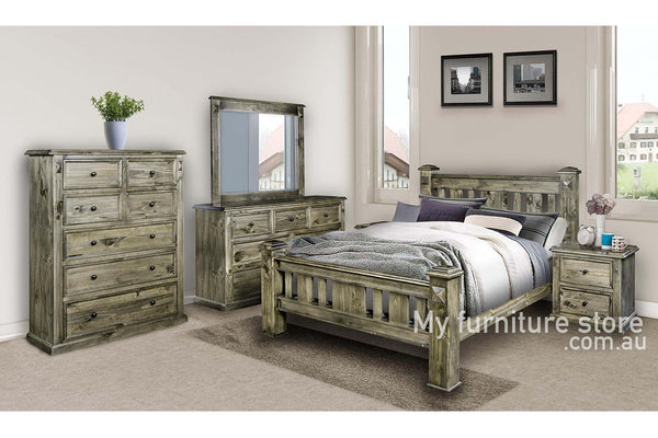 LEGIONS KING 6 PIECE (THE LOT) BEDROOM SUITE - GREYWASH