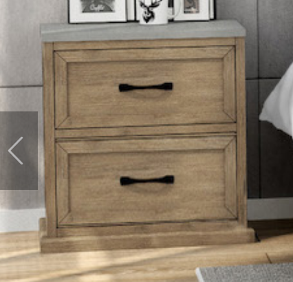 Palmer 2 Drawer Bedside Table - As Pictured