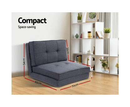 AMADEUS  LINEN FLOOR LOUNGE RECLINER SOFA BED - GREY