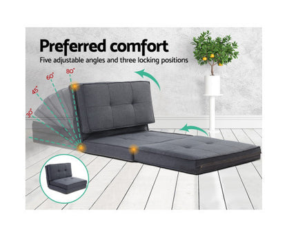 AMADEUS  LINEN FLOOR LOUNGE RECLINER SOFA BED - GREY