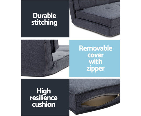 AMADEUS  LINEN FLOOR LOUNGE RECLINER SOFA BED - GREY