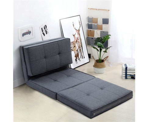 Amadeus Linen Floor Lounge Recliner Sofa Bed - Grey