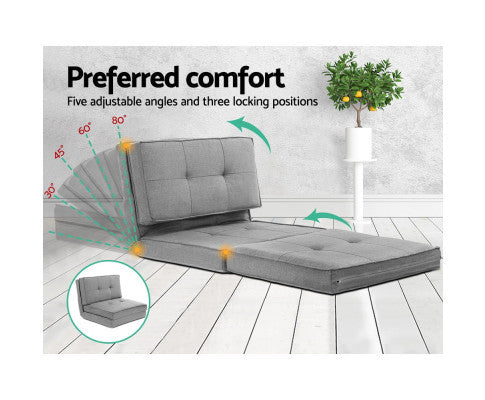 AMADEUS  LINEN FLOOR LOUNGE RECLINER SOFA BED - LIGHT GREY