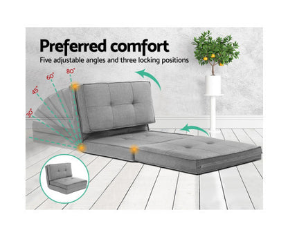 AMADEUS  LINEN FLOOR LOUNGE RECLINER SOFA BED - LIGHT GREY