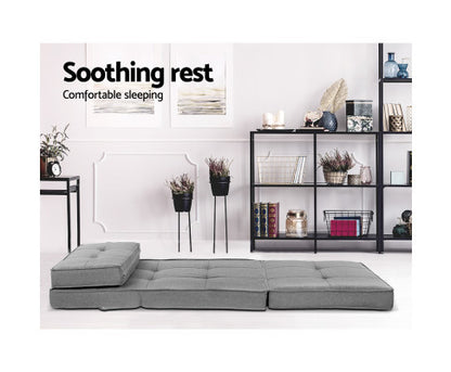 AMADEUS  LINEN FLOOR LOUNGE RECLINER SOFA BED - LIGHT GREY