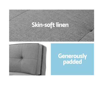 AMADEUS  LINEN FLOOR LOUNGE RECLINER SOFA BED - LIGHT GREY