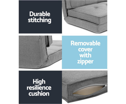 AMADEUS  LINEN FLOOR LOUNGE RECLINER SOFA BED - LIGHT GREY
