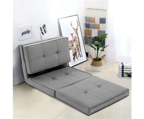 AMADEUS  LINEN FLOOR LOUNGE RECLINER SOFA BED - LIGHT GREY