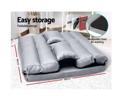 WARLEY 2 SEATER LINEN FABRIC  FLOOR LOUNGE SOFA BED  - LIGHT GREY