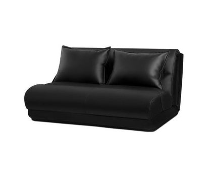 WARLEY 2 SEATER PU LEATHER FLOOR LOUNGE SOFA BED  - BLACK