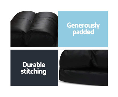 WARLEY 2 SEATER PU LEATHER FLOOR LOUNGE SOFA BED  - BLACK