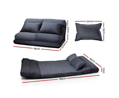 WARLEY 2 SEATER SUEDE FABRIC  FLOOR LOUNGE SOFA BED  - CHARCOAL