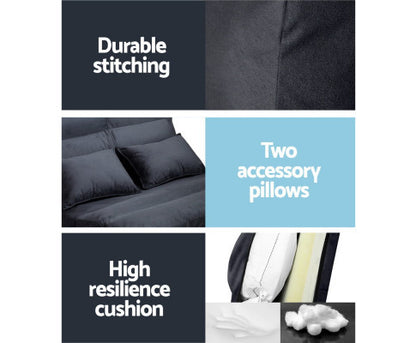 WARLEY 2 SEATER SUEDE FABRIC  FLOOR LOUNGE SOFA BED  - CHARCOAL
