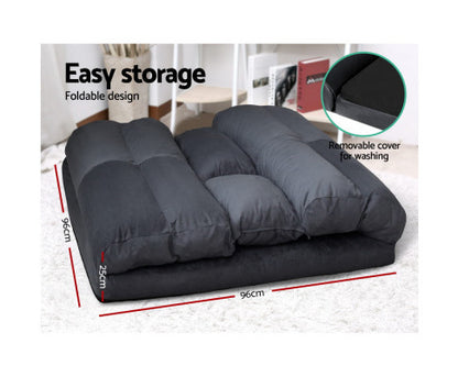WARLEY 2 SEATER SUEDE FABRIC  FLOOR LOUNGE SOFA BED  - CHARCOAL