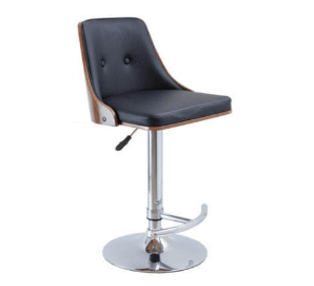 Florence Gas Lift (SET OF 2) Bar Stool - Black + Walnut