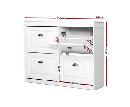 REGULUS SHOE CABINET STORAGE RACKS WITH 4 COMPARTMENTS  - WHITE