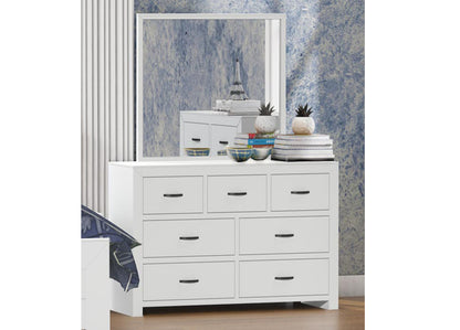 BUSTIN 7 DRAWER DRESSER WITH MIRROR - 875(H) X 1480(W) - ASSORTED COLOURS