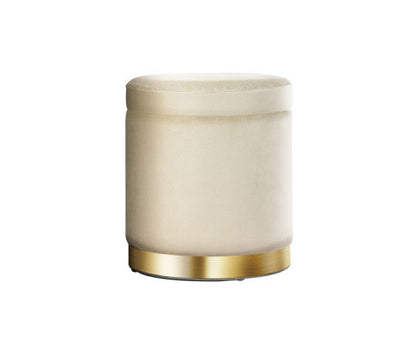 LINDEN VELVET FABRIC OTTOMAN FOOTSTOOL WITH STORAGE - CREAM