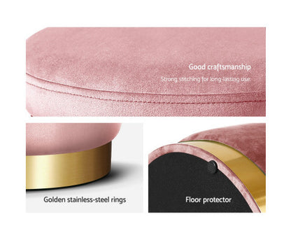 LINDEN VELVET FABRIC OTTOMAN FOOTSTOOL WITH STORAGE - PINK