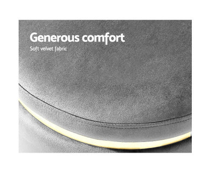 LINDEN VELVET FABRIC OTTOMAN FOOTSTOOL - CHARCOAL