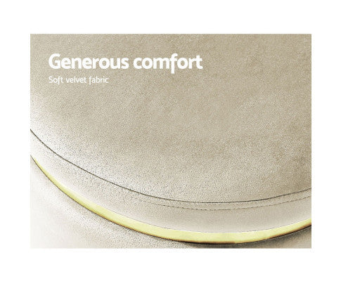 LINDEN VELVET FABRIC OTTOMAN FOOTSTOOL - CREAM